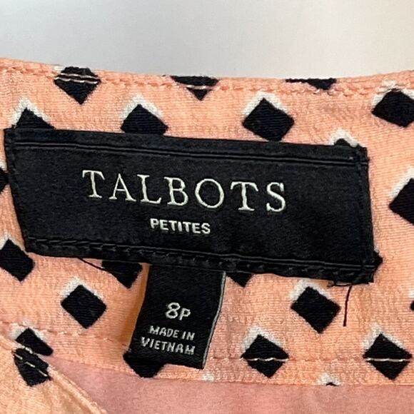 Talbots Pink Black Geometric Pleated A-Line Skirt - Picture 7 of 8